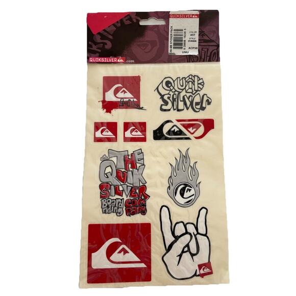 Vintage 90s Quicksilver Sticker Pack Sealed 16 Stickers Style 254004 - Picture 2 of 2